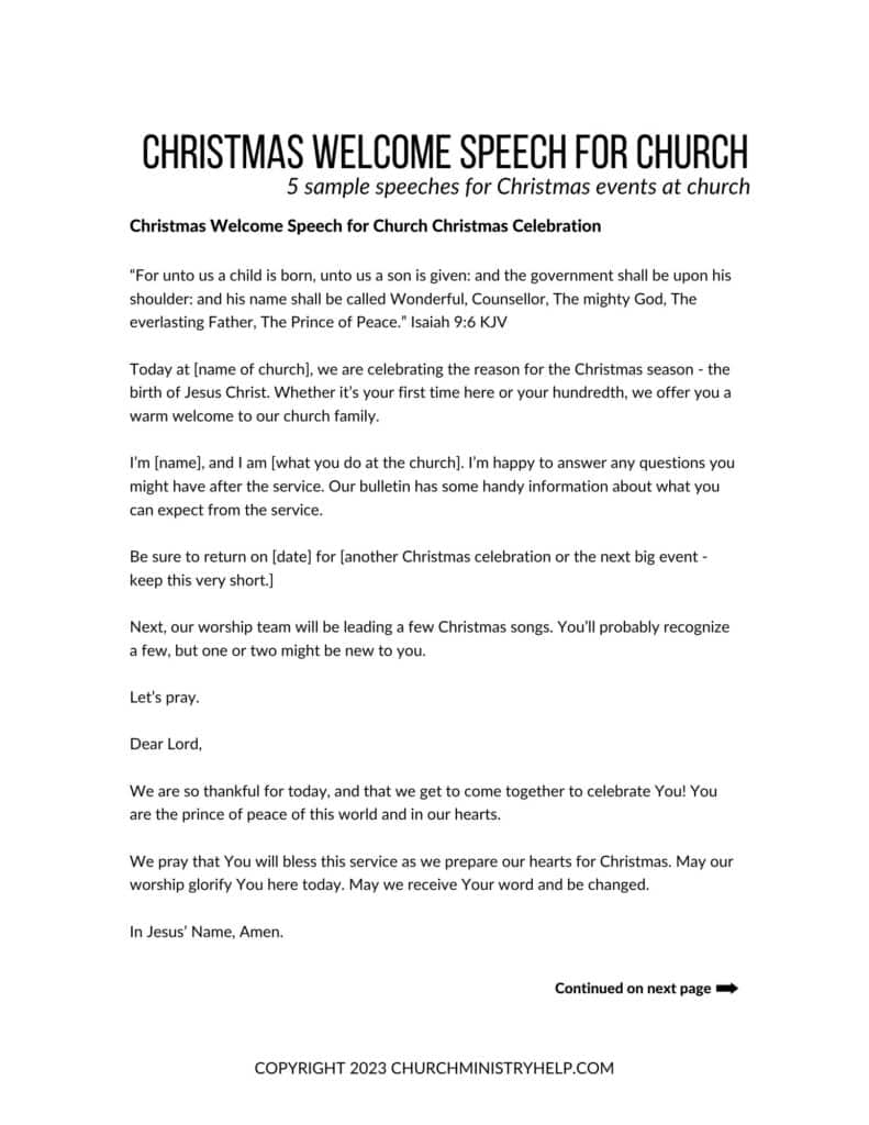 Printable Christmas speeches preview
