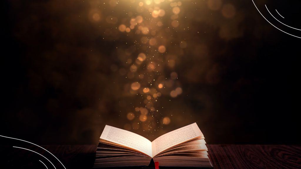 printable read the bible in a year plan (6) picture of a Bible with gold sparkles emanating from it