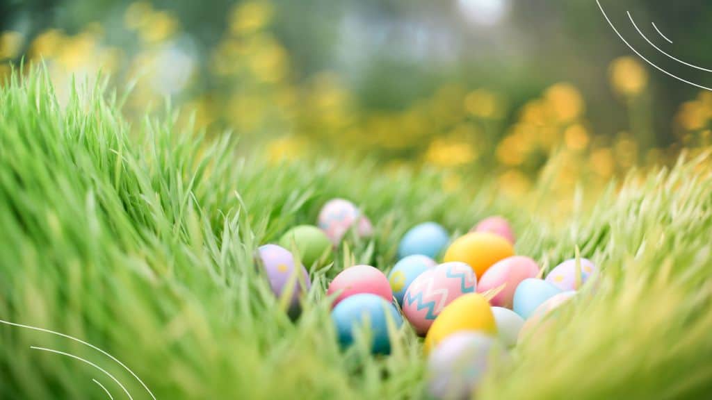 easter welcome speech for church (8) Easter eggs nestled into light green grass