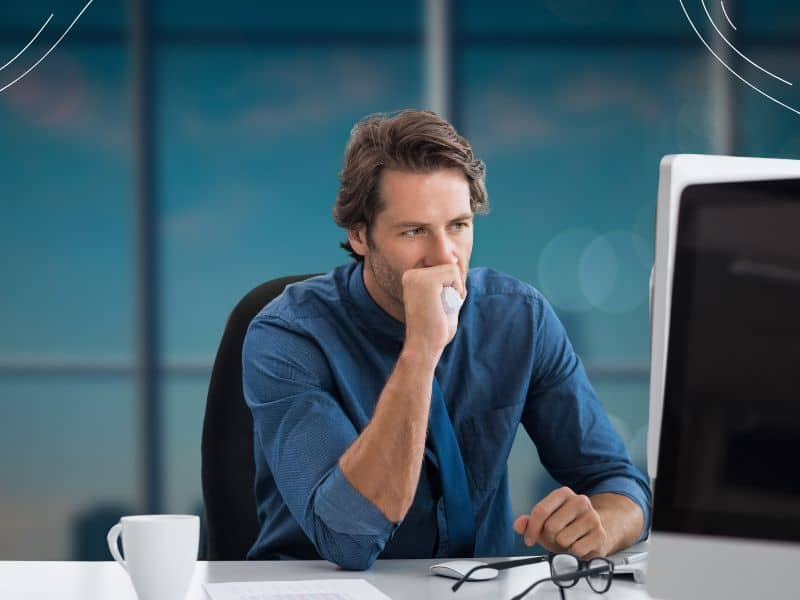 3 - man stressed in front of a computer - - Bible verses for stress and hard times