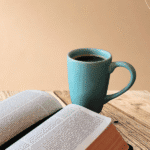 what the Bible says about rest - coffee cup and Bible on table
