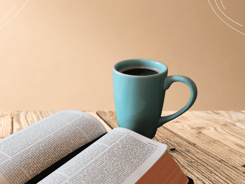 what the Bible says about rest - coffee cup and Bible on table
