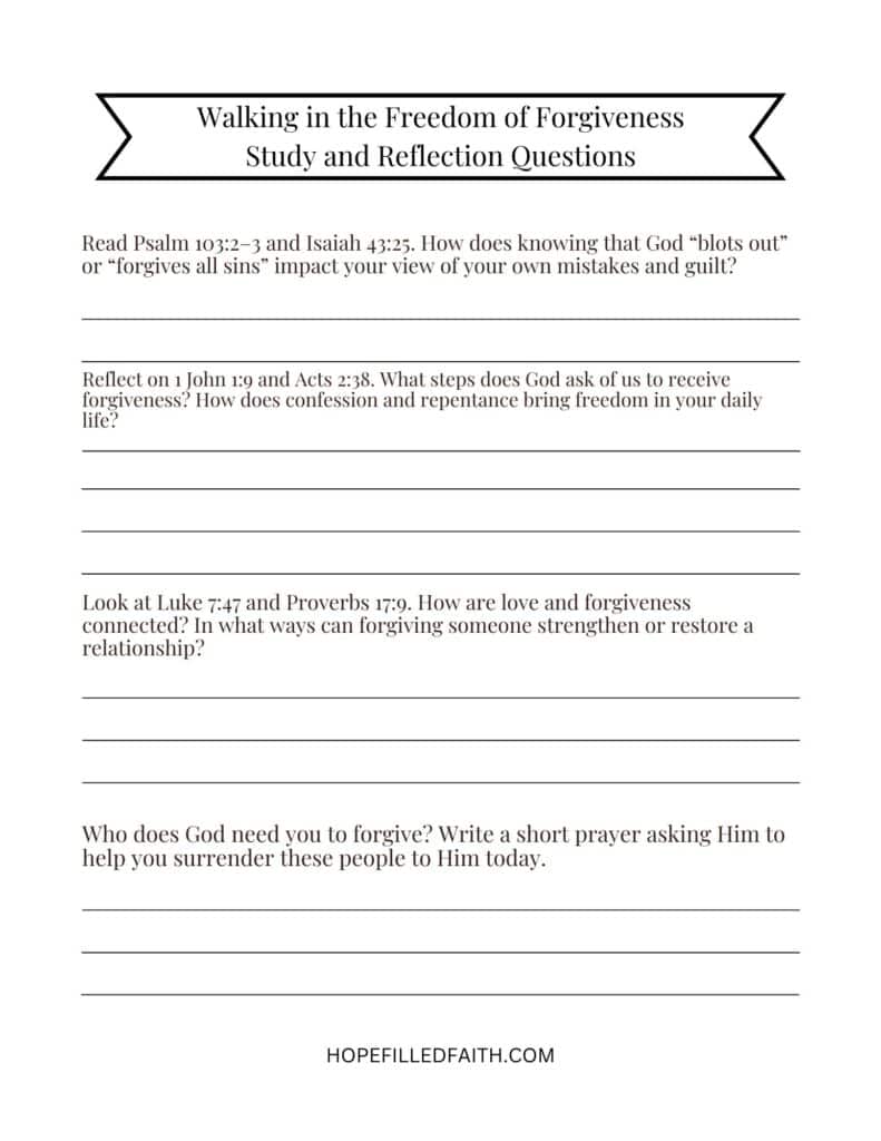 Walking in the Freedom of Forgiveness Bible Study Questions (2)